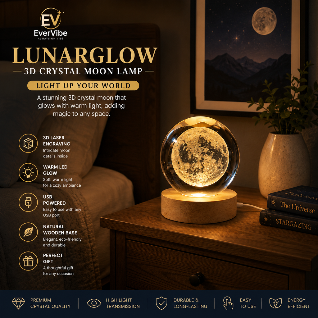 EverVibe™ LunarGlow Crystal Moon Lamp