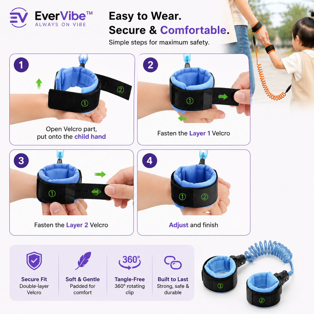 EverVibe™ SafeSteps Child Safety Leash