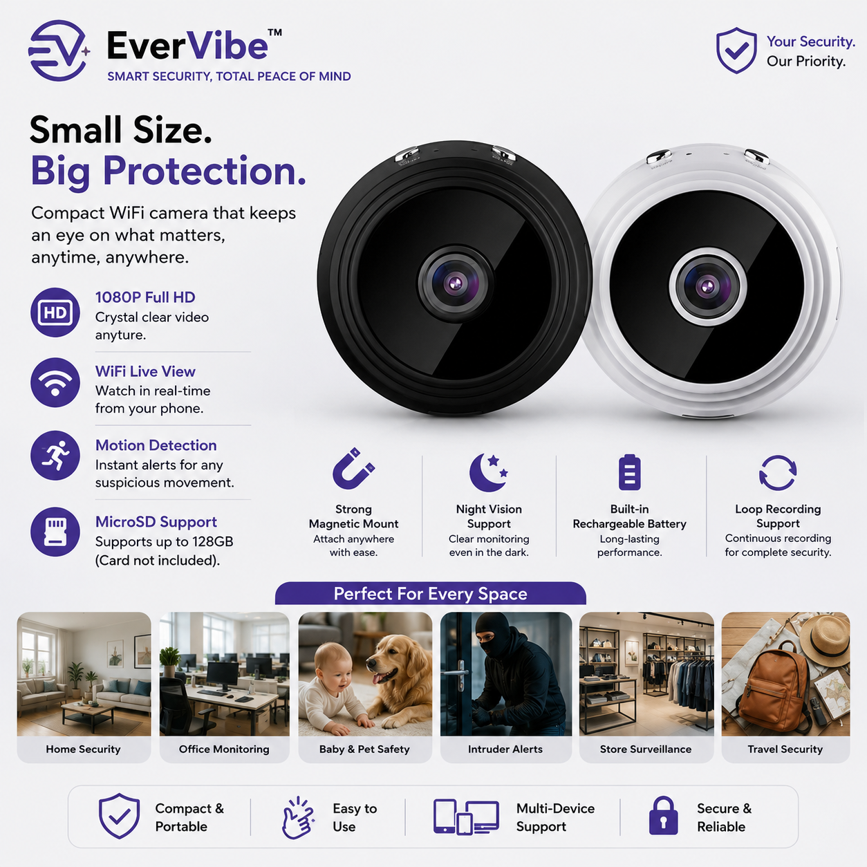 EverVibe™ MiniGuard WiFi Camera
